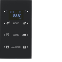 SENSOR DOTYKOWY POTRÓJNY Z REGULATOREM TEMPERATURY KONFIGUROWALNY CZARNY SZKŁO R.3  - HAGER - 75643155