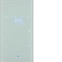 SZKLANY SENSOR DOTYKOWY PODWÓJNY Z REGULATOREM TEMPERATURY SZKŁO BIAŁE TS SENSOR KNX - HAGER - 75642030
