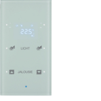 SENSOR DOTYKOWY PODWÓJNY Z REGULATOREM TEMPERATURY KONFIGUROWALNY SZKLANY BIAŁY TS SENSOR KNX  - HAGER - 75642130
